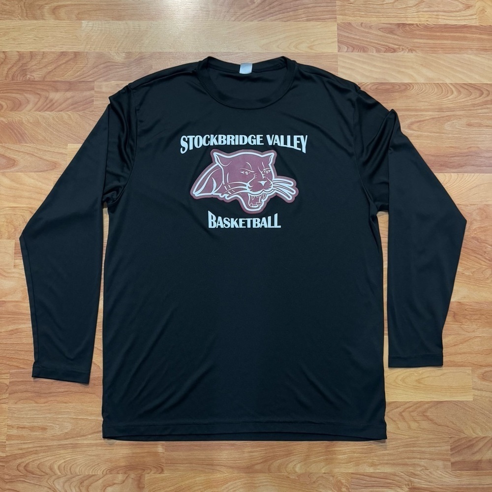 Stockbridge Valley Basketball Long Sleeve T Shirt Sport-Tek Graphic Print Men XL - Picture 1 of 13